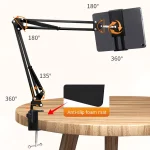 360° Long Arm Lazy Tablet Stand iPad Phone Holder Mount Clamp Bed Table Overhead - Image 2